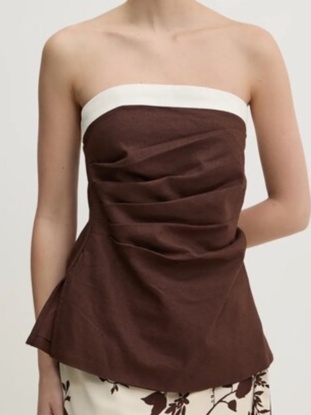 Abercrombie Women’s Brown Strapless Top with Cream Stripe